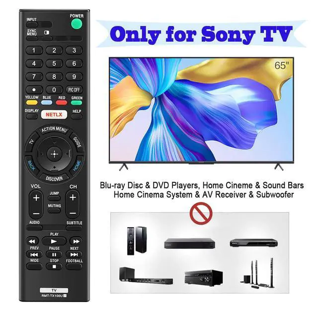 Alt view image 2 of 7 - RMT-TX100U Remote Replacement for Sony Bravia RMTTX100U TV Remote Control, if Applicable XBR75X850C XBR-55X855C KDL-50W800C KDL-50W800380 KDL-50W800BUN1 with Netflix Button (2 PCS)