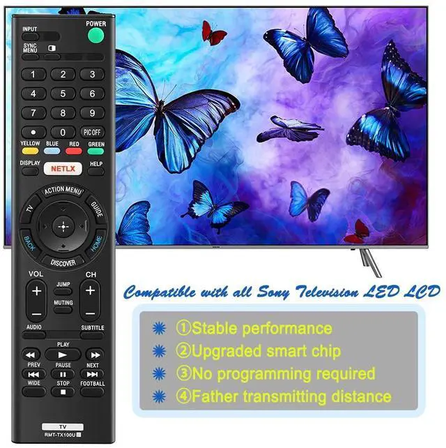 Alt view image 3 of 7 - RMT-TX100U Remote Replacement for Sony Bravia RMTTX100U TV Remote Control, if Applicable XBR75X850C XBR-55X855C KDL-50W800C KDL-50W800380 KDL-50W800BUN1 with Netflix Button (2 PCS)