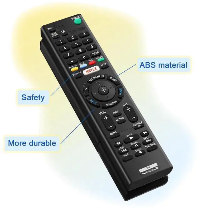 Alt view image 4 of 7 - RMT-TX100U Remote Replacement for Sony Bravia RMTTX100U TV Remote Control, if Applicable XBR75X850C XBR-55X855C KDL-50W800C KDL-50W800380 KDL-50W800BUN1 with Netflix Button (2 PCS)