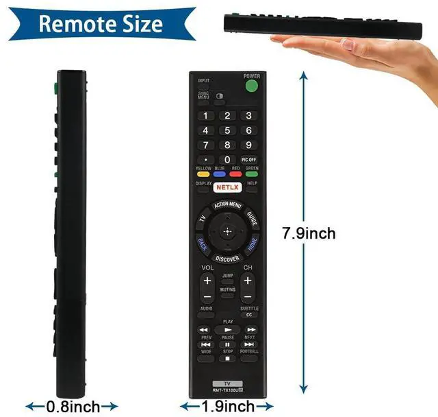Alt view image 5 of 7 - RMT-TX100U Remote Replacement for Sony Bravia RMTTX100U TV Remote Control, if Applicable XBR75X850C XBR-55X855C KDL-50W800C KDL-50W800380 KDL-50W800BUN1 with Netflix Button (2 PCS)