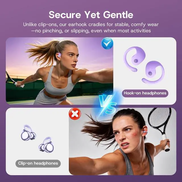 Alt view image 4 of 7 - Open Over Ear Earbuds Open Ear Headphones Wireless Bluetooth | Over The Ear Earbuds That Don'T Go In Your Ear Air Conduction With Awareness Of Surroundings With Over-Ear Hooks