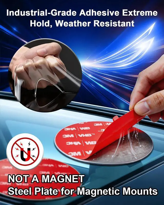 Alt view image 3 of 7 - 4PCS Starlink Mini/Standard 4/4X/V3 Gen 3 Magnetic Mount Plates, 70mm Steel Adhesive Pads, Laser Engraved, Heavy Duty Roof Mount for Tesla Model 3/Y, Aluminum/Glass Roof Car, Truck, SUV & RV Roof