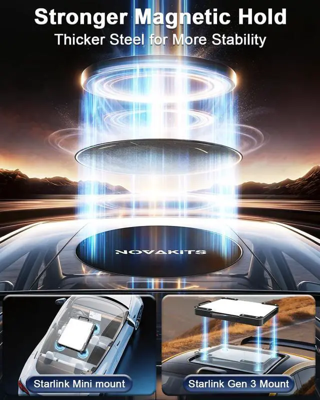 Alt view image 4 of 7 - 4PCS Starlink Mini/Standard 4/4X/V3 Gen 3 Magnetic Mount Plates, 70mm Steel Adhesive Pads, Laser Engraved, Heavy Duty Roof Mount for Tesla Model 3/Y, Aluminum/Glass Roof Car, Truck, SUV & RV Roof