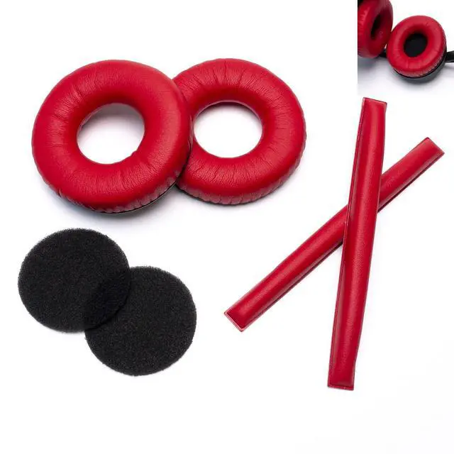 Main image of Rainbow Color Ear Pads Headband Cushion Kits Compatible with Sennheiser HD25 HD250BT HD25-ll HD25S Il HMD25 Headphone Foam Covers (Red Sets)