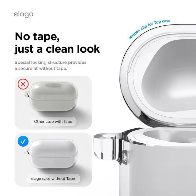 Alt view image 7 of 7 - Clear Case for AirPods Pro 3 | Carabiner Included, Reduced Yellowing, Shockproof, Full Protection, Soft TPU, Wireless Charging (Transparent)