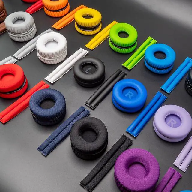 Alt view image 6 of 7 - Rainbow Color Ear Pads Headband Cushion Kits Compatible with Sennheiser HD25 HD250BT HD25-ll HD25S Il HMD25 Headphone Foam Covers (Red Sets)