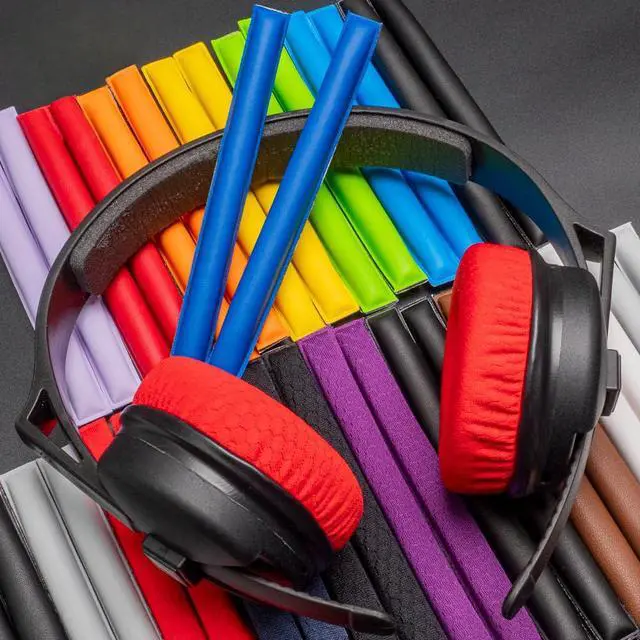 Alt view image 7 of 7 - Rainbow Color Ear Pads Headband Cushion Kits Compatible with Sennheiser HD25 HD250BT HD25-ll HD25S Il HMD25 Headphone Foam Covers (Red Sets)