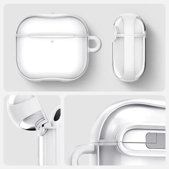 Alt view image 7 of 7 - Ultra Hybrid Designed for AirPods 4 Case (2024) | TPU & PC Dual Layer Protection, Anti-Yellowing Clear Cover with Wireless Charging Compatibility - Jet White