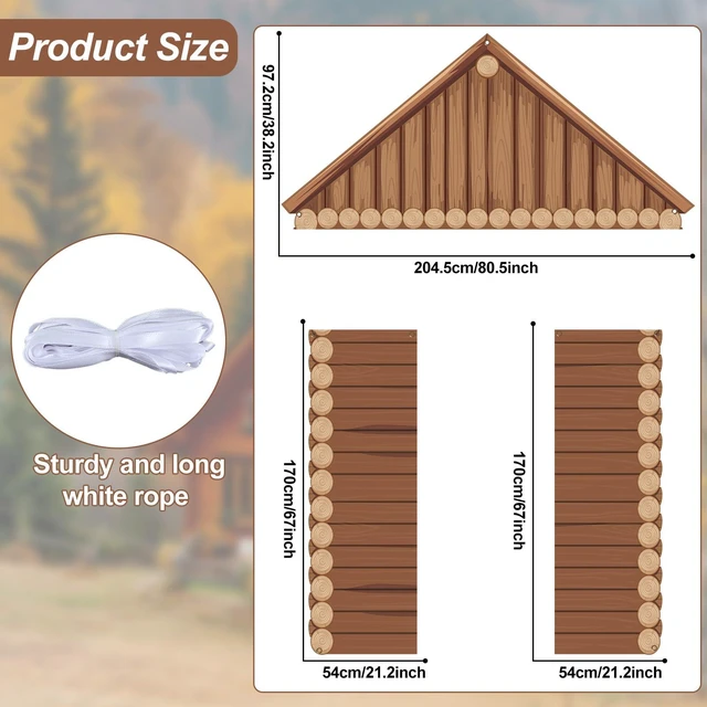 Alt view image 2 of 7 - 3PCS Rustic Wooden Cabin Porch Banner Fall Camping Party Door Decoration Countryside Forest Hanging Porch Sign Photo Backdrop for Autumn Wedding Birthday Farmhouse Home Indoor Outdoor Decor Photo Prop