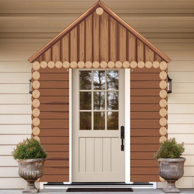 Alt view image 4 of 7 - 3PCS Rustic Wooden Cabin Porch Banner Fall Camping Party Door Decoration Countryside Forest Hanging Porch Sign Photo Backdrop for Autumn Wedding Birthday Farmhouse Home Indoor Outdoor Decor Photo Prop