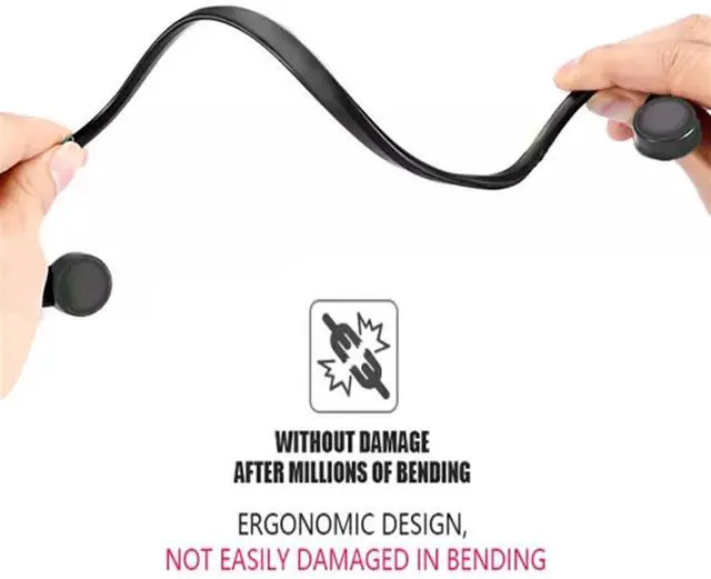 Alt view image 5 of 6 - Bone Conduction Wired Headphones with Noise Cancelling Mic 3.5mm Connector Sweat Resistant Headphones for Cycling Running and Other Sports (Black)