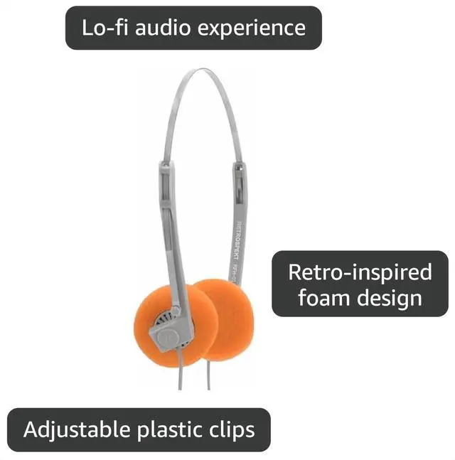 Alt view image 3 of 3 - RFH-01 On-Ear Wired Headphones Retro Foam Ear Pads, Lightweight Vintage Style Headphones for Cassette Players & CD Players
