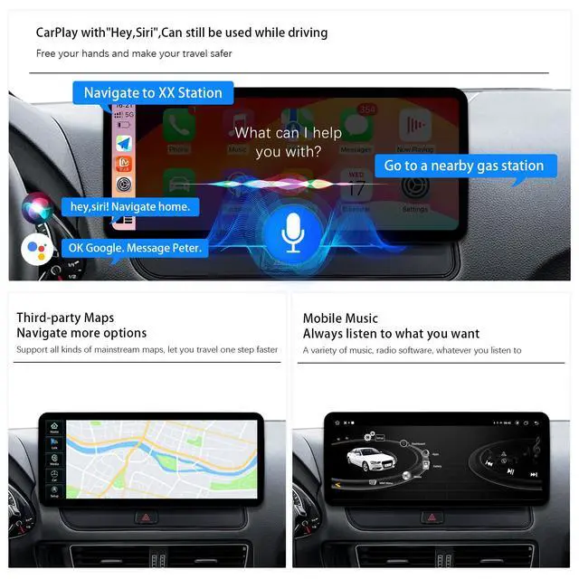 Alt view image 6 of 7 - 12.3" Linux Q5 Concert/Symphony MMI2G 2009-2017 CarPlay Android | Fits Q5 Concert/Symphony MMI 2G 09-17. 12.3" 1920x720. Wireless CarPlay & Android Auto. Linux. Plug & play