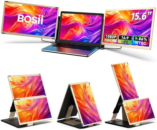 Main image of Laptop Screen Extender Monitor - 15.6" IPS FHD 1080P Triple Portable Extended Monitor for Laptops Type-C/HDMI/USB-A Compatible with Windows Mac Chrome