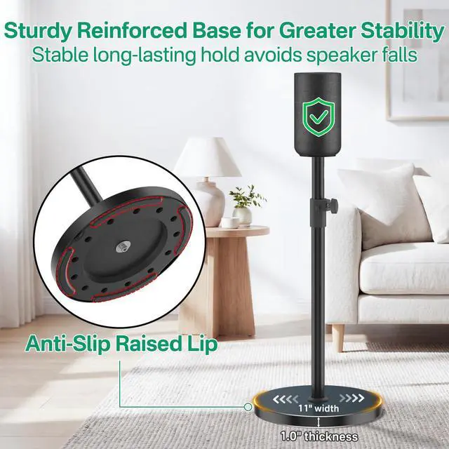 Alt view image 4 of 6 - Adjustable Height Speaker Stands for Sony SA-RS5 Wireless Rear Speaker Stand - Heavy-Duty Floor Speaker Stands Pair for Sony SA-RS5 Speaker Stands with Cable Management