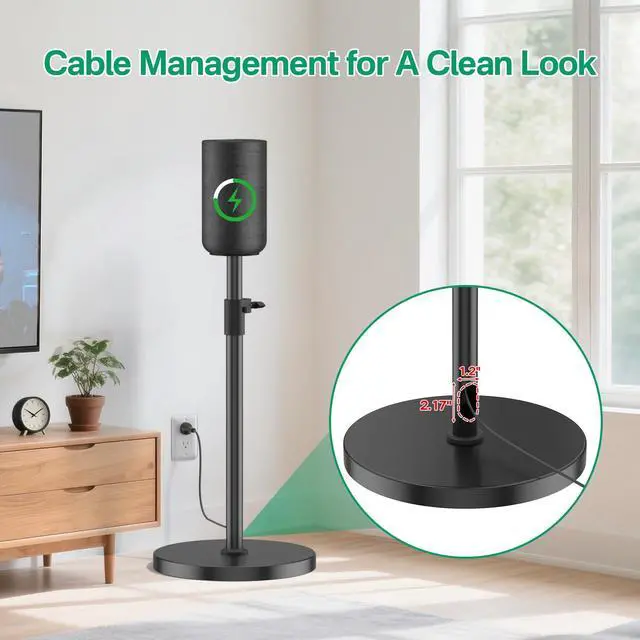 Alt view image 5 of 6 - Adjustable Height Speaker Stands for Sony SA-RS5 Wireless Rear Speaker Stand - Heavy-Duty Floor Speaker Stands Pair for Sony SA-RS5 Speaker Stands with Cable Management