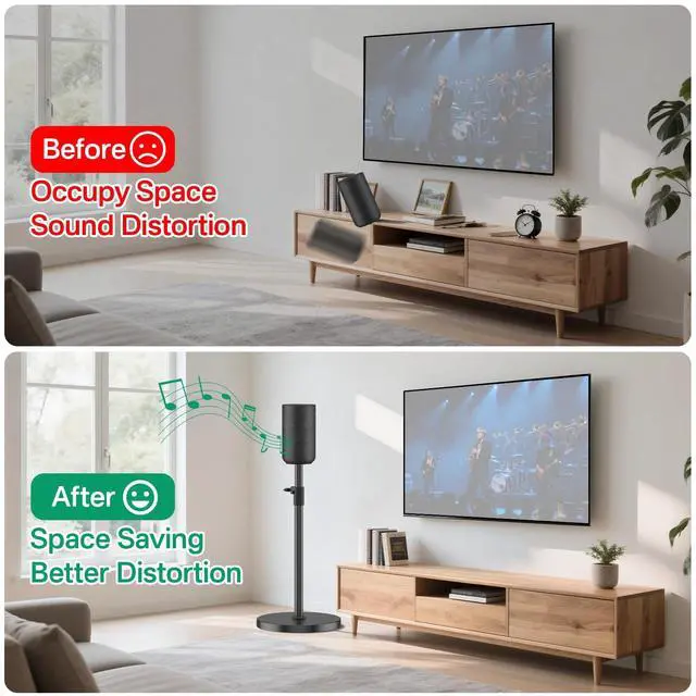Alt view image 6 of 6 - Adjustable Height Speaker Stands for Sony SA-RS5 Wireless Rear Speaker Stand - Heavy-Duty Floor Speaker Stands Pair for Sony SA-RS5 Speaker Stands with Cable Management