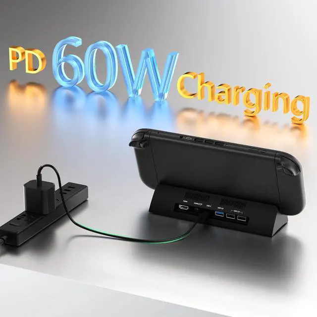 Alt view image 7 of 7 - Switch 2 Dock,TV Docking Station with 4K HD Adapter/USB 3.0 Port/USB-C Port,Includes 20V/3A Power Adapter and Cable