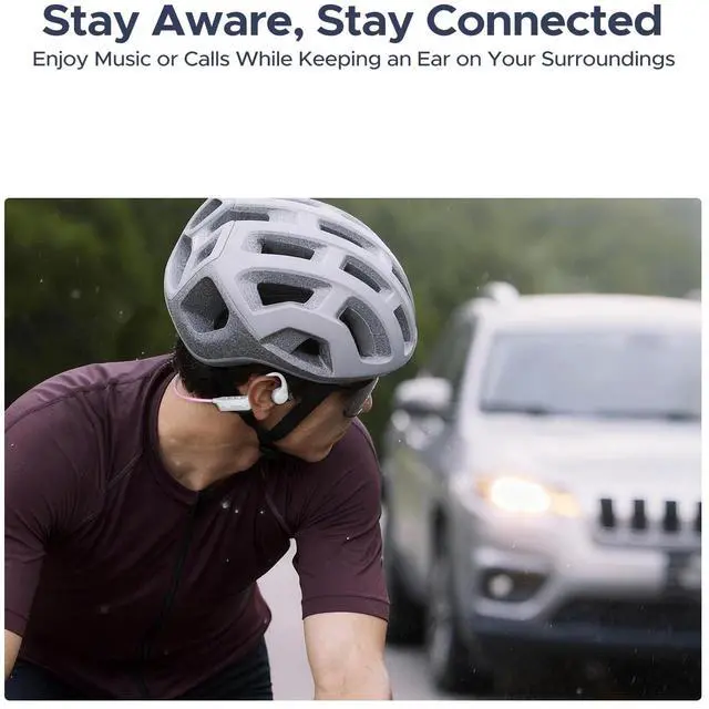 Alt view image 3 of 7 - Bone Conduction Headphones, Open-Back Bluetooth Wireless Sports Headphones, IP66 Sweatproof, 10-Hour Battery Life, with Microphone, Suitable for Cycling, Running, FitnessWhite