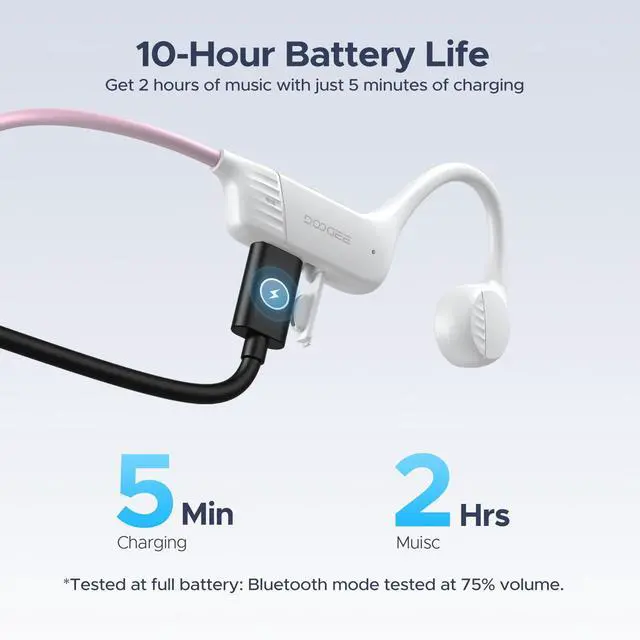 Alt view image 5 of 7 - Bone Conduction Headphones, Open-Back Bluetooth Wireless Sports Headphones, IP66 Sweatproof, 10-Hour Battery Life, with Microphone, Suitable for Cycling, Running, FitnessWhite