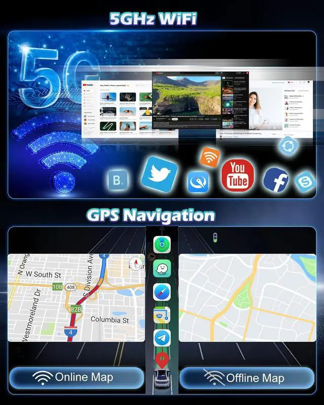 Alt view image 6 of 7 - 4G+64G Car Stereo for Dodge Charger 2011 2012 2013 2014 with Wireless Carplay & Android Auto - 9 Inch Android 15 Touchscreen Radio with EQ/5GHz WiFi/GPS/SWC, AHD Rear View Camera