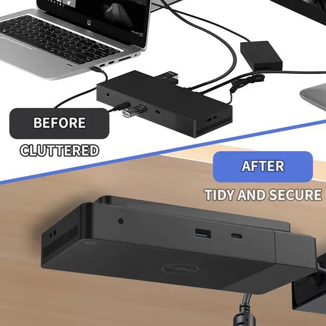 Alt view image 6 of 7 - Under Desk Mount for Dell WD19 / WD19S / WD19TB / WD19TBS / WD19DCS / WD22TB4/UD22 Docking Station + Power Bricks(for Original180W & 130W)- Docking Station and Power Bricks Mount Holder Kit