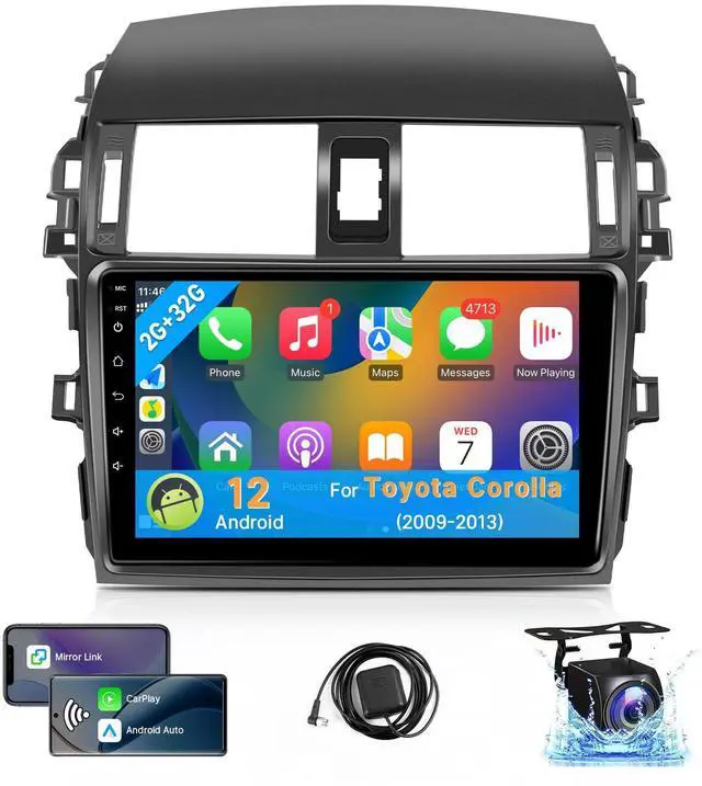 Main image of Car Stereo for Toyota Corolla 2009 2010 2011 2012 2013 Radio 2+32G | Compatible with Wireless Apple Carplay 9'' Touch Screen in-Dash GPS Navigation Bluetooth WiFi Mirror Link Unit Backup Camera