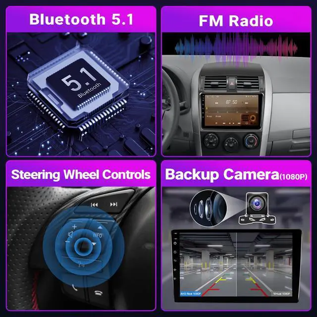 Alt view image 4 of 6 - Car Stereo for Toyota Corolla 2009 2010 2011 2012 2013 Radio 2+32G | Compatible with Wireless Apple Carplay 9'' Touch Screen in-Dash GPS Navigation Bluetooth WiFi Mirror Link Unit Backup Camera