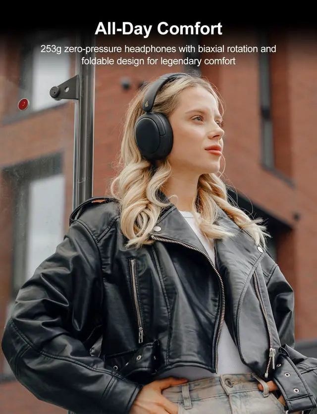 Alt view image 6 of 6 - W800BT Pro Headphones with -44dB Hybrid Active Noise Cancelling | 253g Lightweight Comfort Over Ear Wireless Bluetooth Headphones with Foldable Design, Hi-Res Audio, AI Clear Call & Custom EQ