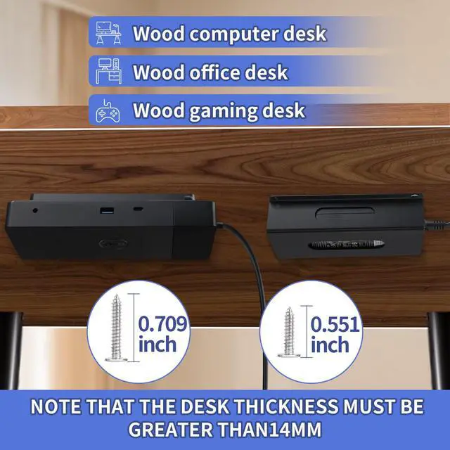 Alt view image 7 of 7 - Under Desk Mount for Dell WD19 / WD19S / WD19TB / WD19TBS / WD19DCS / WD22TB4/UD22 Docking Station + Power Bricks(for Original180W & 130W)- Docking Station and Power Bricks Mount Holder Kit