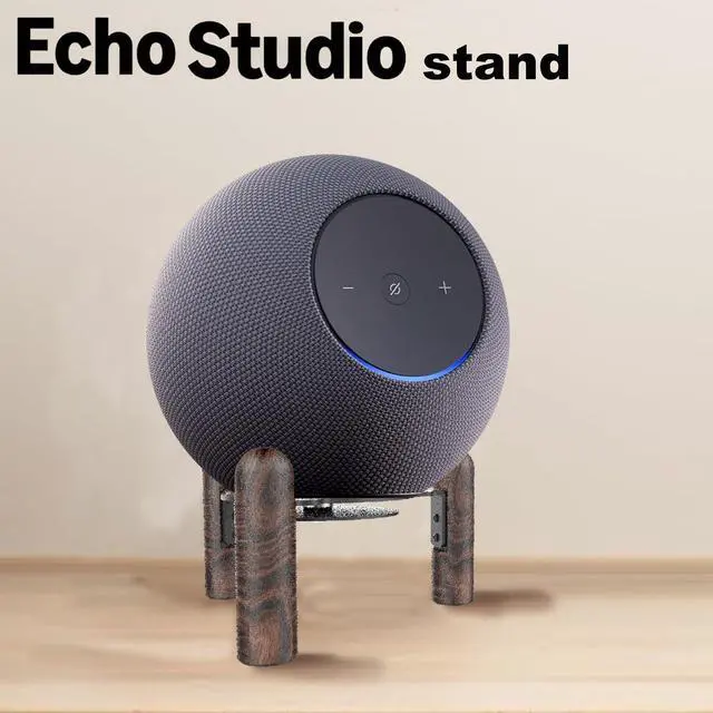 Alt view image 3 of 7 - Desktop Holder Mount Stand for 2025 New Echo Studio, Echo 4th Genand Other Suitable Speakers. Black Walnut Wood