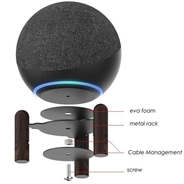 Alt view image 5 of 7 - Desktop Holder Mount Stand for 2025 New Echo Studio, Echo 4th Genand Other Suitable Speakers. Black Walnut Wood