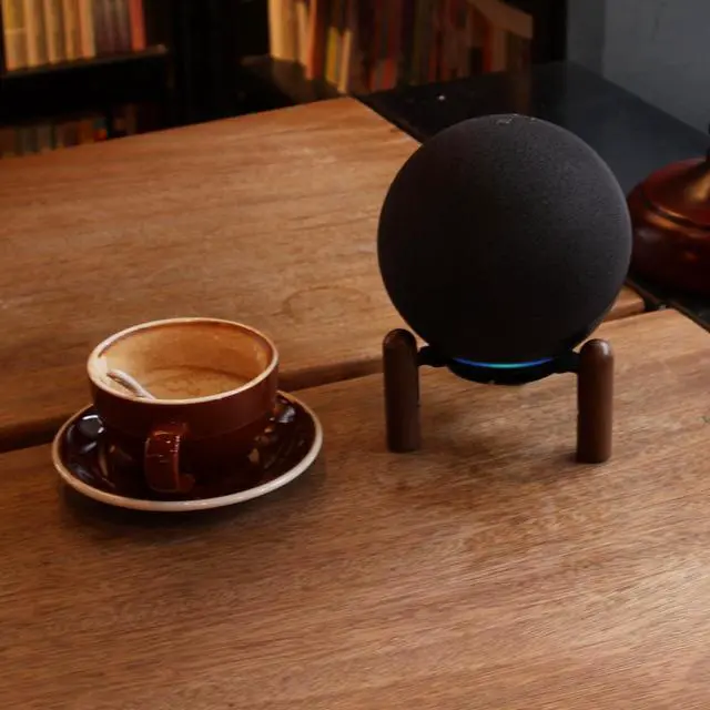 Alt view image 6 of 7 - Desktop Holder Mount Stand for 2025 New Echo Studio, Echo 4th Genand Other Suitable Speakers. Black Walnut Wood
