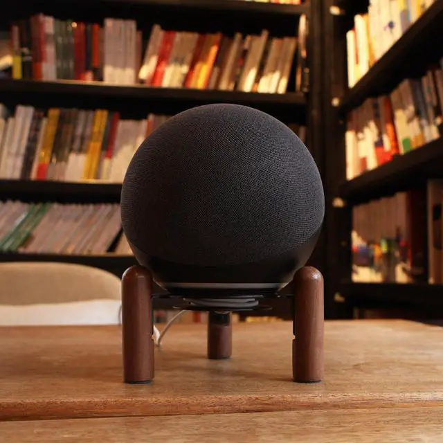 Alt view image 7 of 7 - Desktop Holder Mount Stand for 2025 New Echo Studio, Echo 4th Genand Other Suitable Speakers. Black Walnut Wood