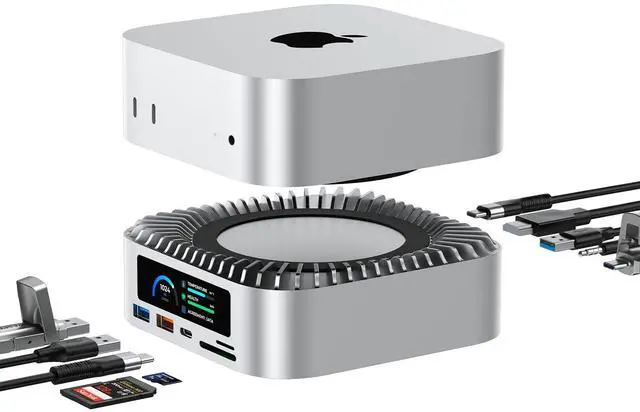 Main image of All-in-One Dock for Mac mini M4 with Smart Displays, NVMe/SATA SSD Enclosure, 4K60Hz HDMI, 10G USB-A/C, 5G USB-A*2, USB-C Charging, SD/TF, Audio Mac mini M4 HUB &Docking Station(2024)