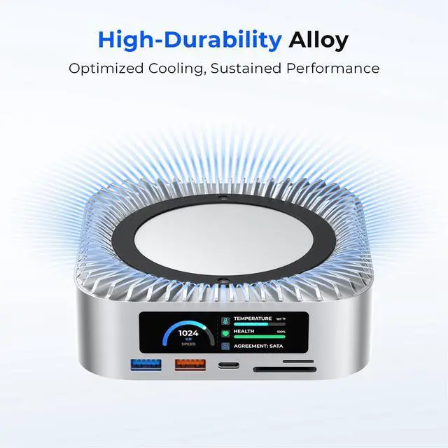 Alt view image 7 of 7 - All-in-One Dock for Mac mini M4 with Smart Displays, NVMe/SATA SSD Enclosure, 4K60Hz HDMI, 10G USB-A/C, 5G USB-A*2, USB-C Charging, SD/TF, Audio Mac mini M4 HUB &Docking Station(2024)
