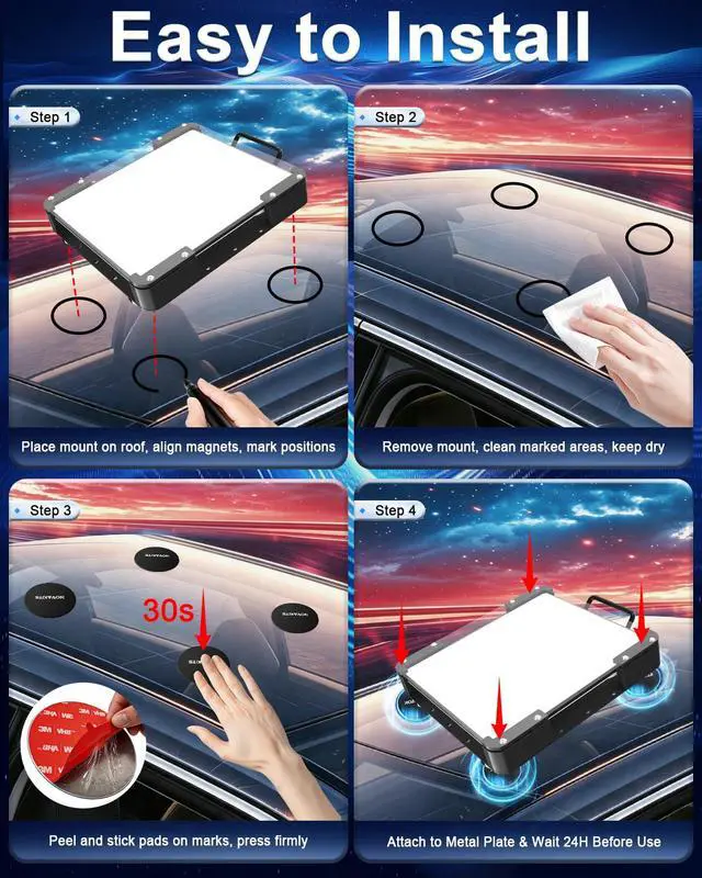 Alt view image 5 of 7 - 4PCS Starlink Mini/Standard 4/4X/V3 Gen 3 Magnetic Mount Plates, 70mm Steel Adhesive Pads, Laser Engraved, Heavy Duty Roof Mount for Tesla Model 3/Y, Aluminum/Glass Roof Car, Truck, SUV & RV Roof