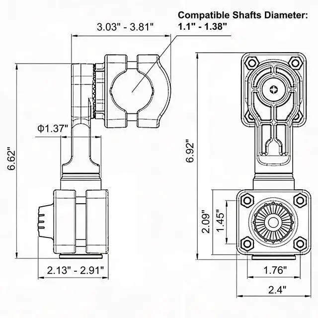 Alt view image 7 of 7 - 0 Degree Transducer Pole Mount Fits Lowrance ActiveTarget2 (AT2) | Fits 1.1-1.38" (28-35 mm) pole or trolling motor shaft. Easy forward/down mode switch. Replaces 000-15959-001