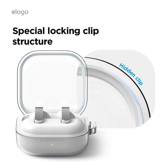 Alt view image 4 of 7 - Clear Case for Galaxy Buds 4 Pro & Galaxy Buds 4 | Carabiner Included, Premium TPU Cover, Wireless Charging, Headphone Accessories, for Men, for Women (Clear)