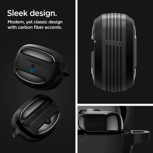 Alt view image 3 of 7 - Rugged Armor Designed for Bose Ultra Open Earbuds Case (2024) TPU & PC Dual Layer, Drop Protection, Carbon-fiber Accent. Included Carabiner - Matte Black
