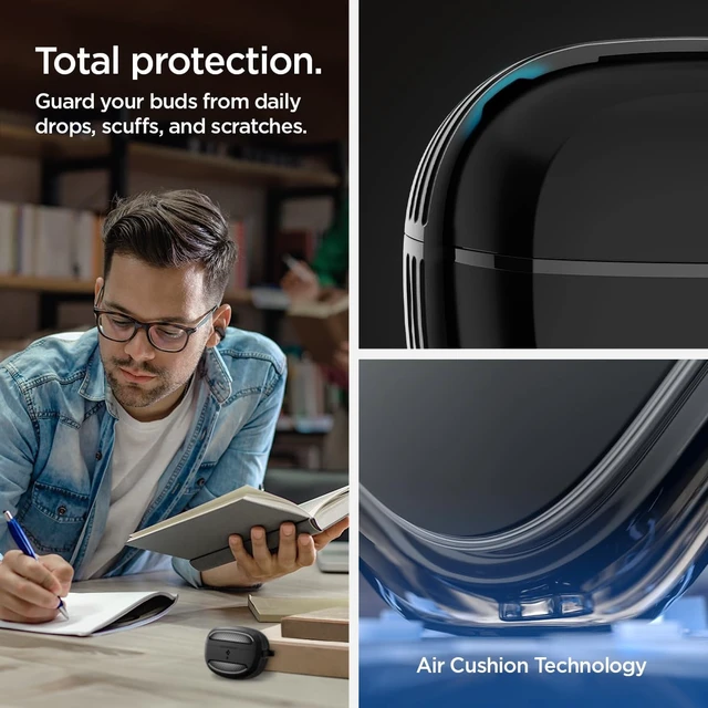 Alt view image 4 of 7 - Rugged Armor Designed for Bose Ultra Open Earbuds Case (2024) TPU & PC Dual Layer, Drop Protection, Carbon-fiber Accent. Included Carabiner - Matte Black