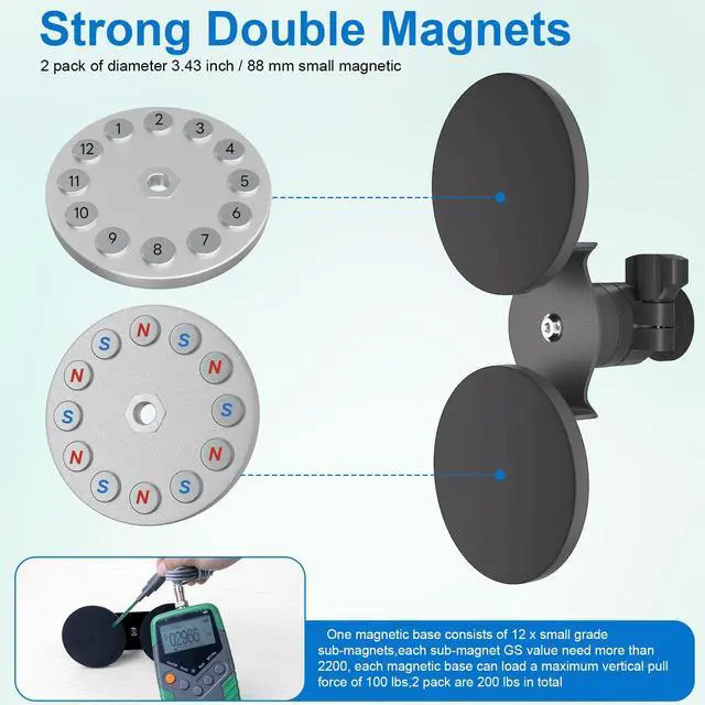 Alt view image 3 of 7 - Magnetic Mount for Starlink Mini, 360° Rotation and 90° Tilt Adjustable Gimbal Mounting, 3.46'' Dual-Magnet Base for Motor/Vehicle/ Truck/ car/ Van/Boat/Yacht/RV, Compatible with 2024/2025/2026