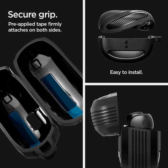 Alt view image 5 of 7 - Rugged Armor Designed for Bose Ultra Open Earbuds Case (2024) TPU & PC Dual Layer, Drop Protection, Carbon-fiber Accent. Included Carabiner - Matte Black