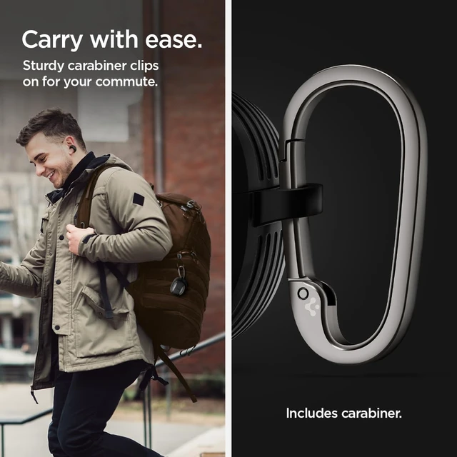 Alt view image 6 of 7 - Rugged Armor Designed for Bose Ultra Open Earbuds Case (2024) TPU & PC Dual Layer, Drop Protection, Carbon-fiber Accent. Included Carabiner - Matte Black