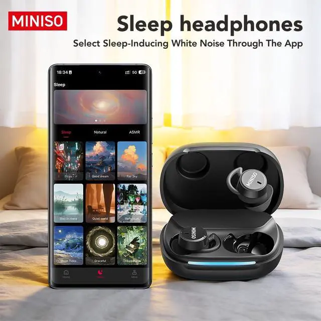 Alt view image 2 of 7 - MS217 Sleep Earbuds, Mini Earbuds with Noise Reduction Bluetooth 6.0 Headphones, AI Translation Earbuds in Real Time Support 165 Languages for Side Sleepers Travel Business