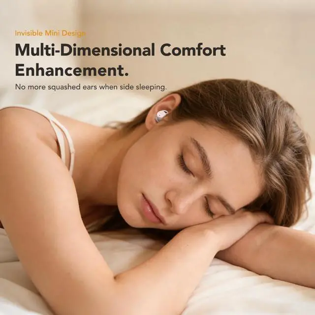 Alt view image 4 of 7 - MS217 Sleep Earbuds, Mini Earbuds with Noise Reduction Bluetooth 6.0 Headphones, AI Translation Earbuds in Real Time Support 165 Languages for Side Sleepers Travel Business
