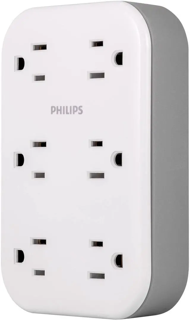 Main image of EZFit 6-Outlet Surge Protector Outlet Extender, Wall Tap, Grounded Widely Spaced Outlets, 900 Joules, for Home Office Dorm Essentials, White, SPP6602W/37