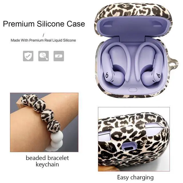 Alt view image 3 of 7 - Case Compatible with Beats Powerbeats Pro2(2025),Shockproof Silicone Cover with Bracelet Lanyard and Keychain, Cute Skin Wireless Earbuds Case for Beats Powerbeats Pro 2 (Leopard)