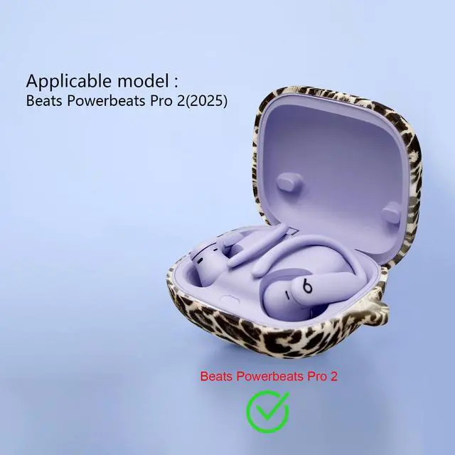 Alt view image 6 of 7 - Case Compatible with Beats Powerbeats Pro2(2025),Shockproof Silicone Cover with Bracelet Lanyard and Keychain, Cute Skin Wireless Earbuds Case for Beats Powerbeats Pro 2 (Leopard)