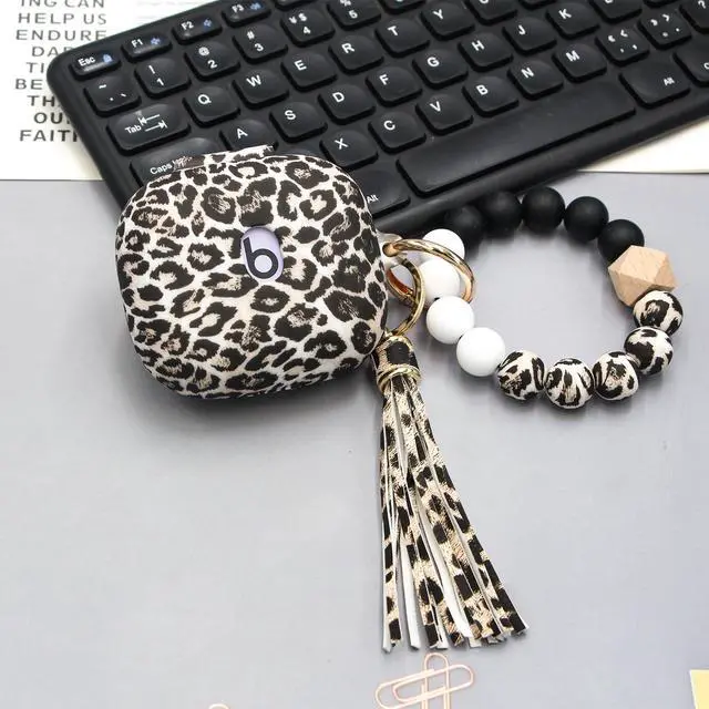 Alt view image 7 of 7 - Case Compatible with Beats Powerbeats Pro2(2025),Shockproof Silicone Cover with Bracelet Lanyard and Keychain, Cute Skin Wireless Earbuds Case for Beats Powerbeats Pro 2 (Leopard)